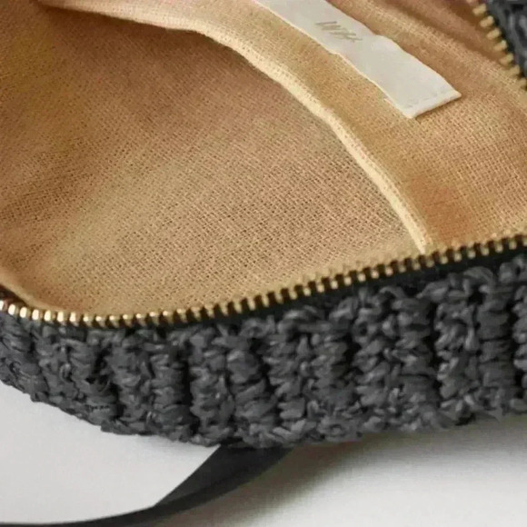 Round Paper Straw Handbag H&M Crossbody basket Boho weaved beachy summer - Picture 4 of 8